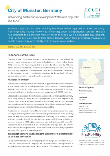 Alliance case study: City of Münster, Germany - Advancing sustainable development: the role of public transport