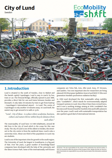 City of Lund, Sweden, EcoMobility SHIFT Case Study