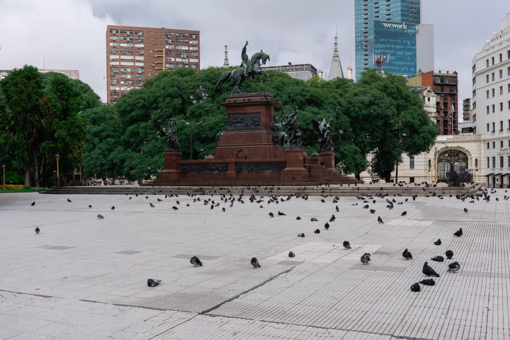 Empty square during COVID-19 in Buenos Aires (Photo by Santiago Sito on Flickr https://flic.kr/p/2iNpjp6)