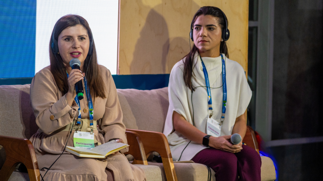 Karolina Ibáñez (Technical and Planning Coordinator Municipal Environmental Fund of Quito, Ecuador) and Dalila Menezes Vasconcelos (Coordinator of Innovative Projects at Fortaleza Research and Planning Institute of Fortaleza, Brazil)