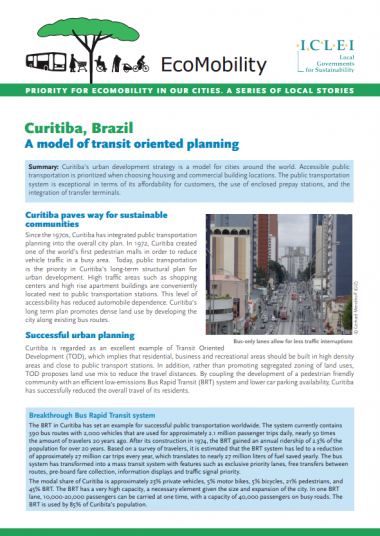 ICLEI Case Study: Curitiba, Brazil: A model of transit oriented planning, 2011