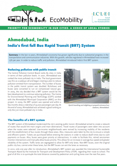 ICLEI Case Study: Ahmedabad, India: India’s first full Bus Rapid Transit (BRT) System, 2011