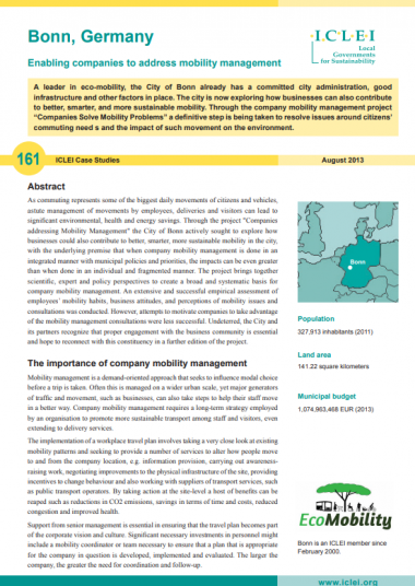Bonn, Germany: Enabling companies to address mobility management, 2013