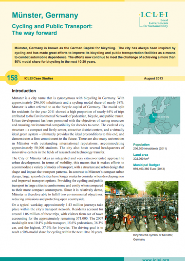 Münster, Germany: Cycling and public transport: The way forward, 2013