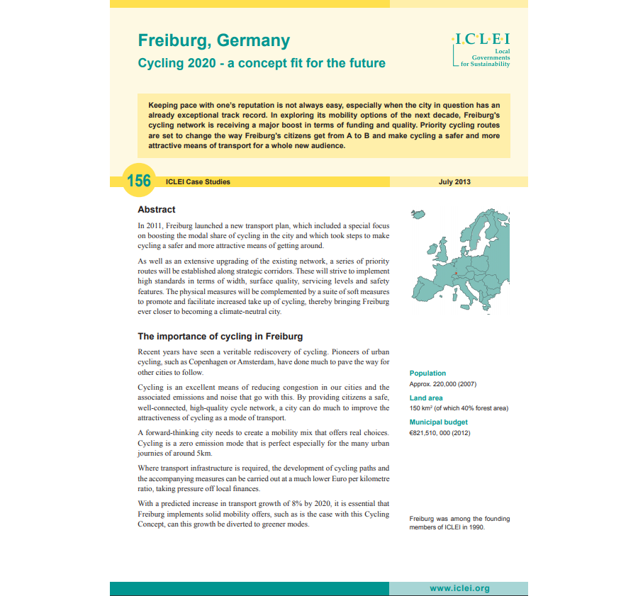 Freiburg, Germany: Cycling 2020 - A concept for the future, 2013
