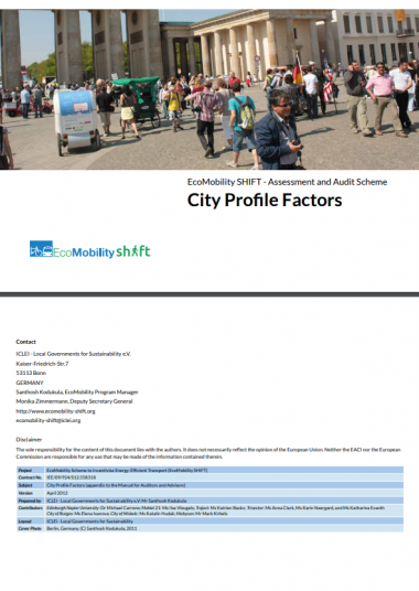 EcoMobility SHIFT - Assessment and Audit Scheme - City Profile Factors