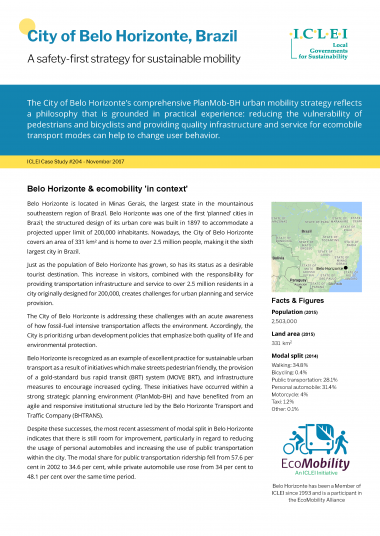 ICLEI Case Study: City of Belo Horizonte, Brazil - A safety-first strategy for sustainable mobility, 2017